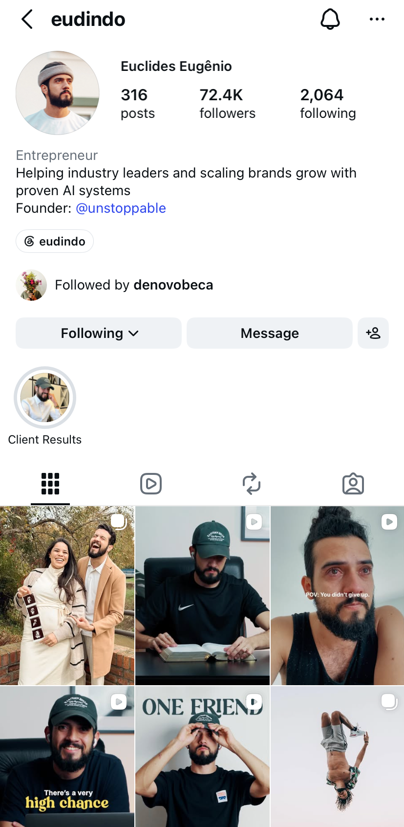 Euclides Eugênio Instagram profile