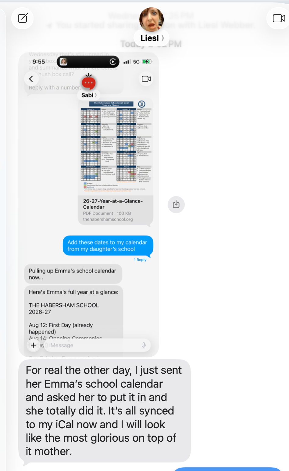 A real text from a Sabi user
