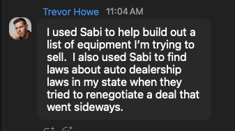 A real text from a Sabi user