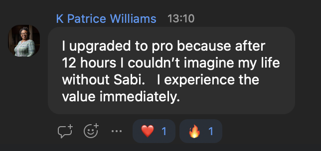 A real text from a Sabi user