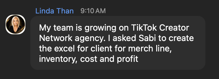 A real text from a Sabi user