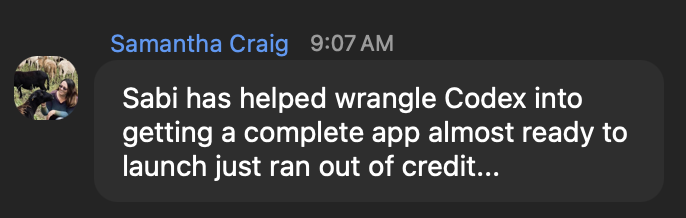 A real text from a Sabi user