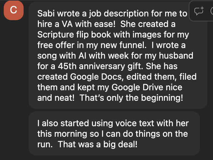 A real text from a Sabi user