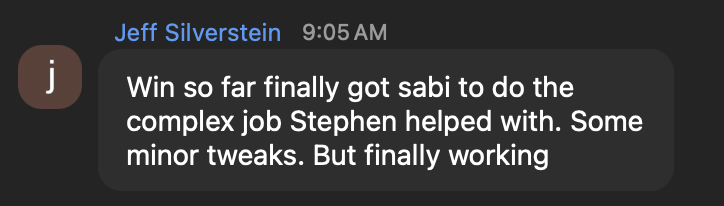 A real text from a Sabi user