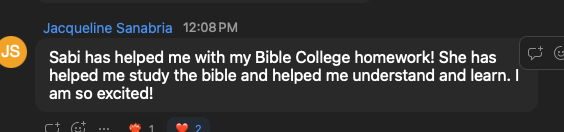 A real text from a Sabi user