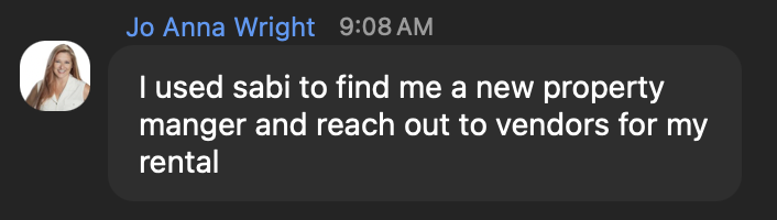 A real text from a Sabi user