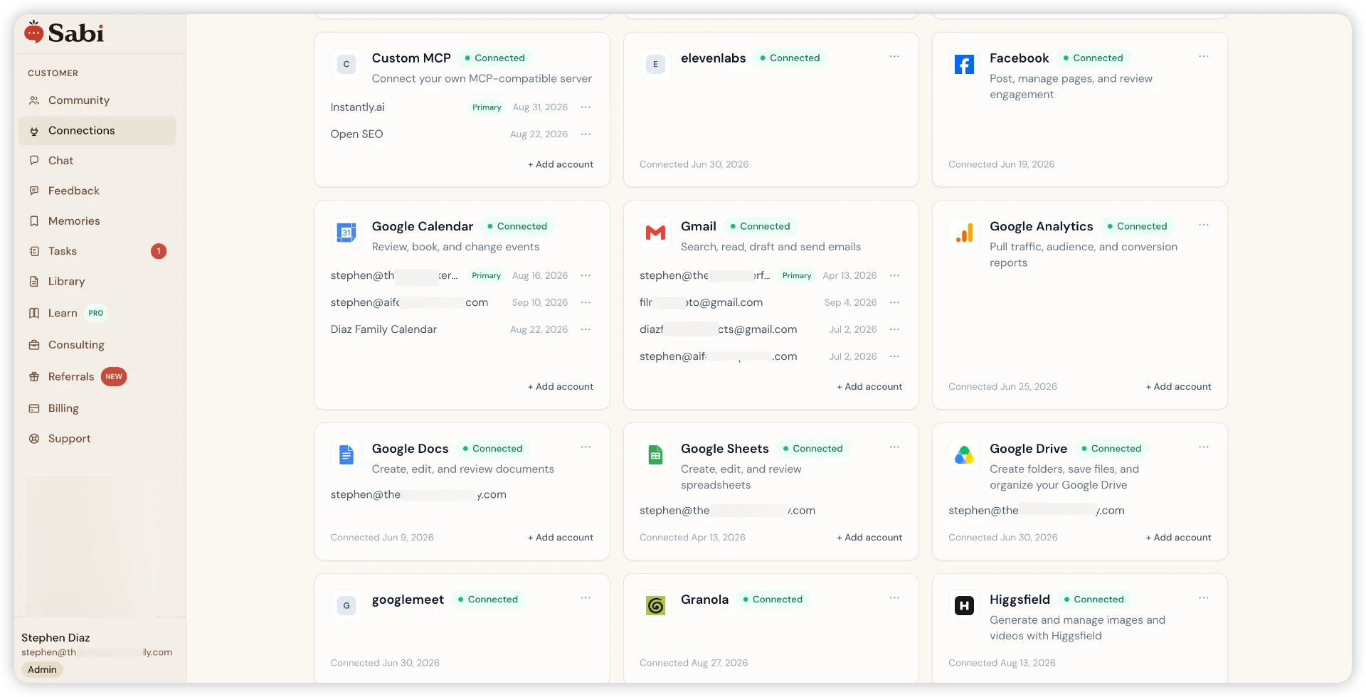 Dashboard connections view