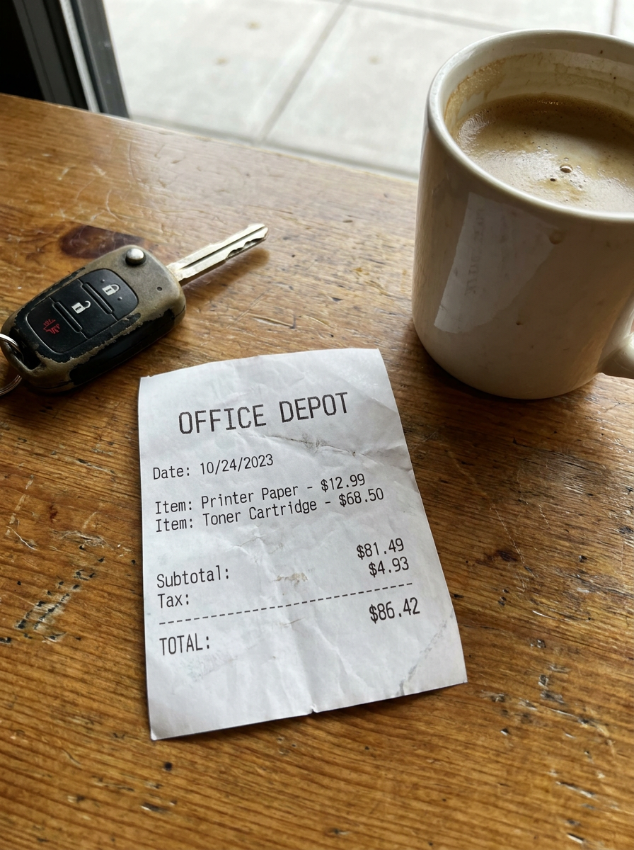 A phone photo of a receipt
