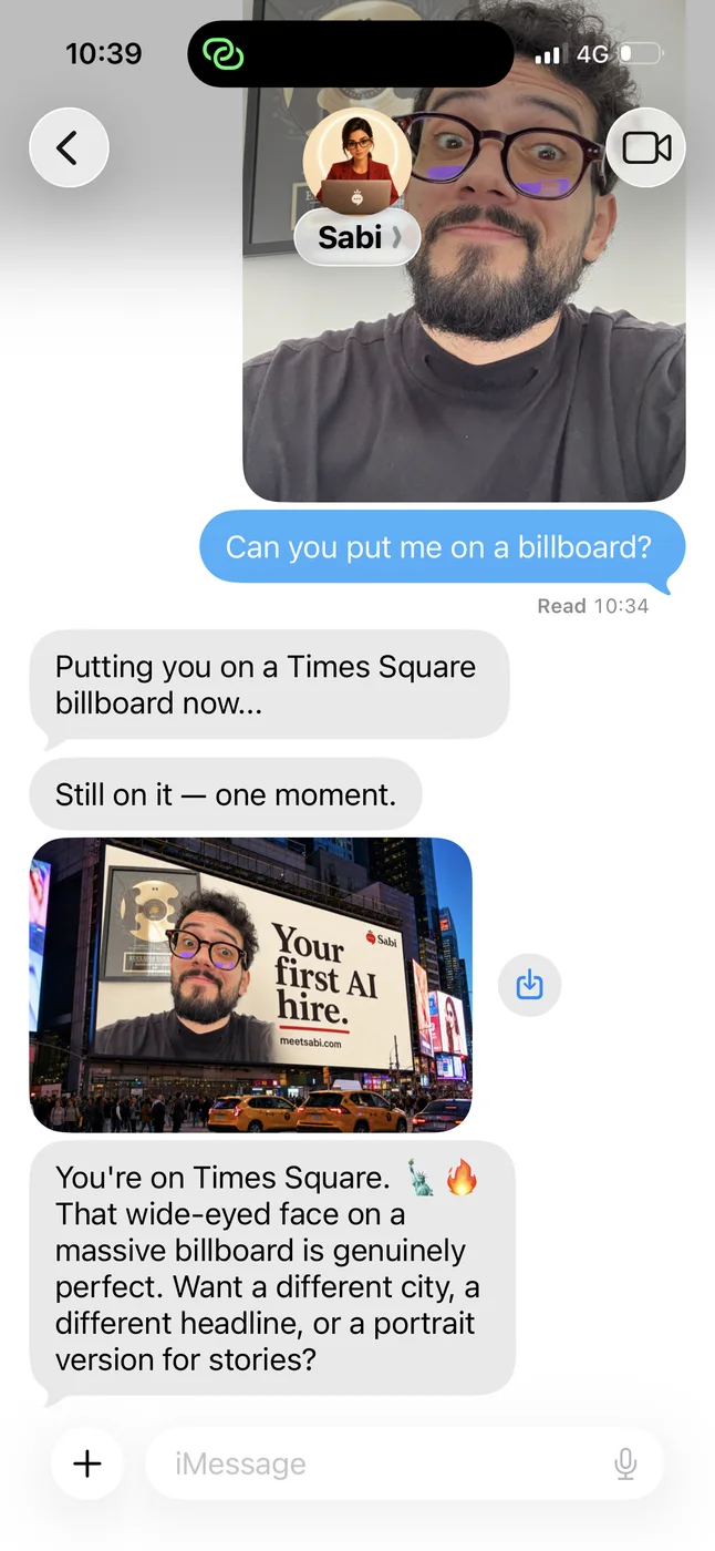 A selfie turned into a Times Square billboard
