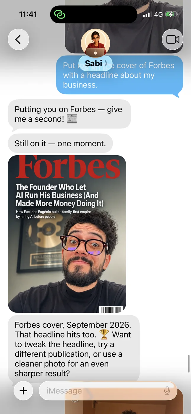 A Forbes magazine cover built from the same selfie