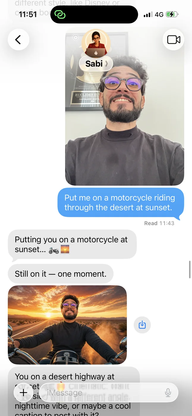 An office selfie turned into a motorcycle ride at sunset