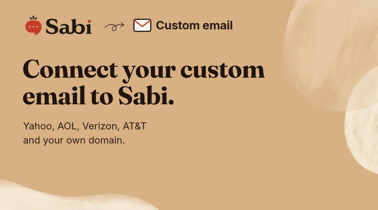 Sabi logo and an envelope above the words Connect your custom email to Sabi